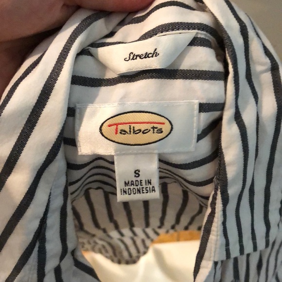 Talbots Black Striped button down top - Picture 4 of 4